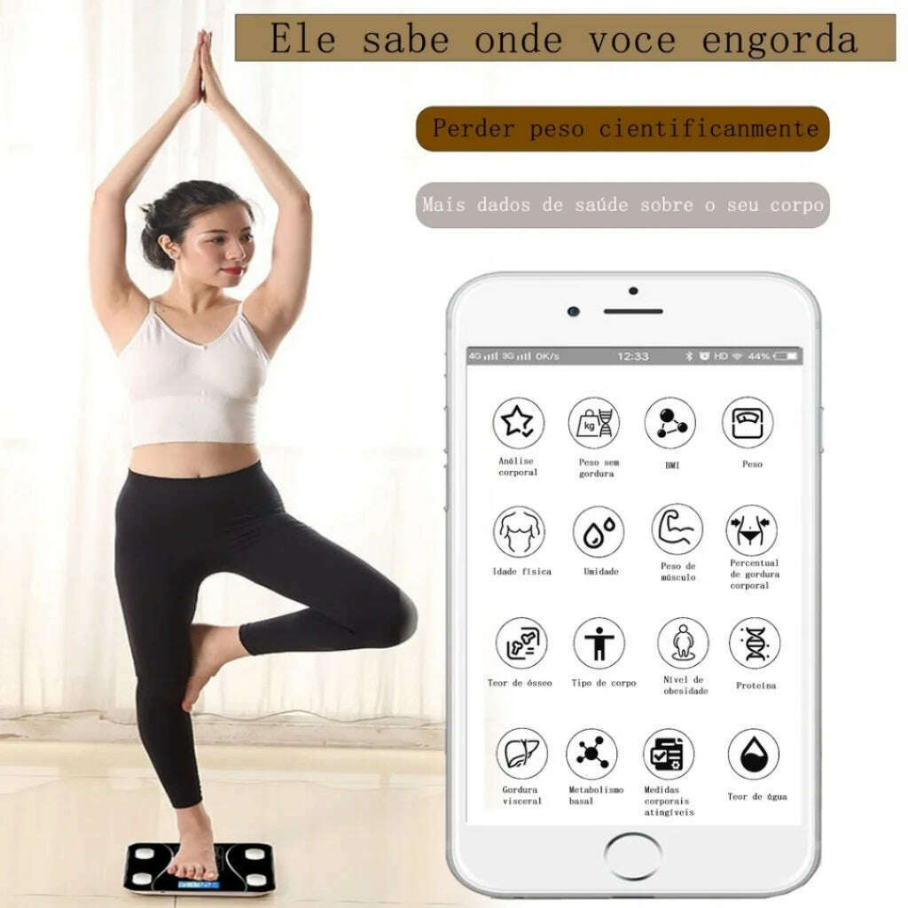 KIMLUD, Digital Bluetooth Body Bioimpedance Scale up to 180kg Cell Phone Result, KIMLUD Womens Clothes