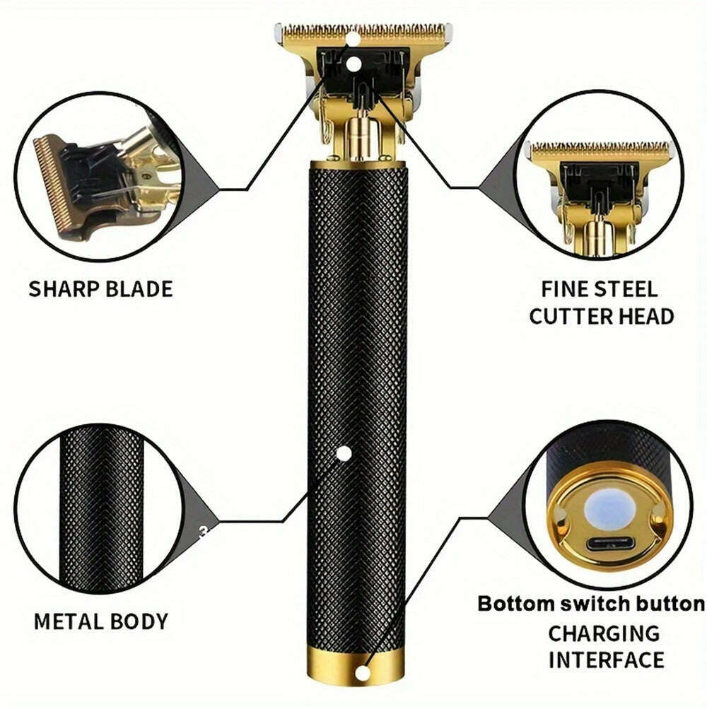 KIMLUD, Digital Display Stainless Steel Cutter Head Professional T9 Hair Trimmer Metal Body Men's Electric Shaver Men's Barber Machine, KIMLUD Womens Clothes