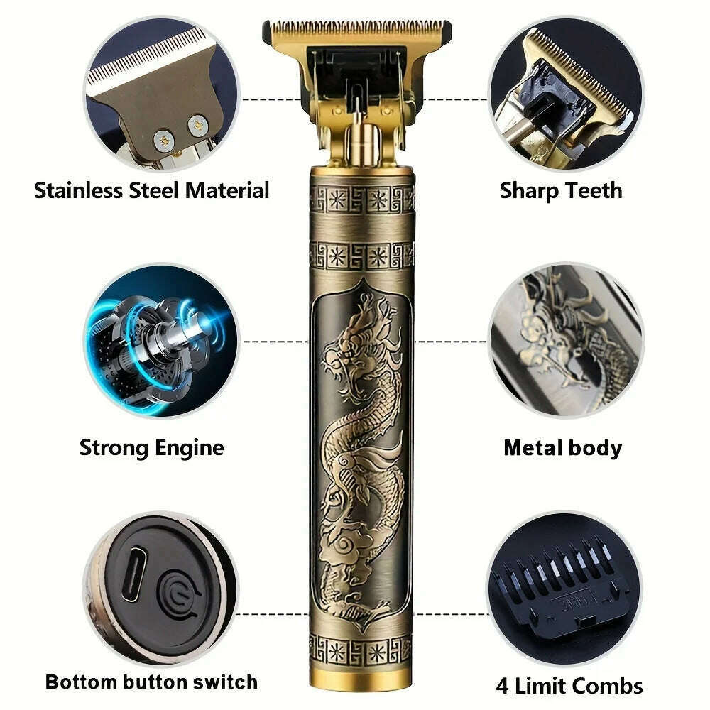 KIMLUD, Digital Display Stainless Steel Cutter Head Professional T9 Hair Trimmer Metal Body Men's Electric Shaver Men's Barber Machine, KIMLUD Womens Clothes