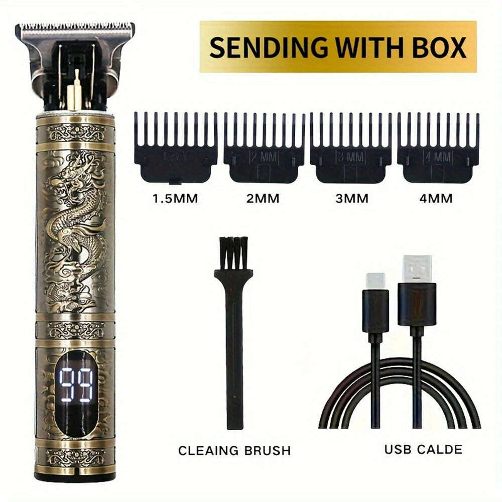 KIMLUD, Digital Display Stainless Steel Cutter Head Professional T9 Hair Trimmer Metal Body Men's Electric Shaver Men's Barber Machine, Digital display, KIMLUD APPAREL - Womens Clothes