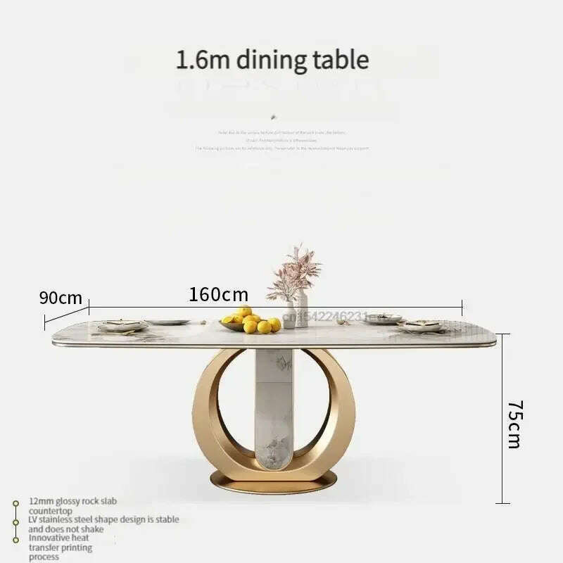 KIMLUD, Dining Room Console Table End Delicate High Rectangle Shape Dining Table Luxury Kitchen Silla De Escritorio Home Furniture GM, 1.6m, KIMLUD APPAREL - Womens Clothes