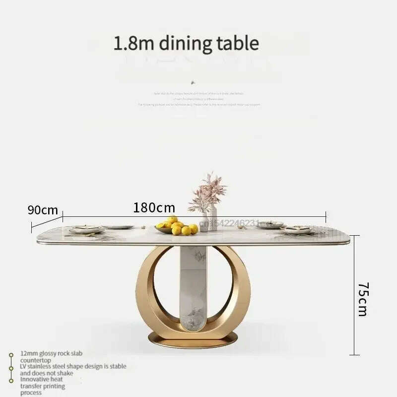 KIMLUD, Dining Room Console Table End Delicate High Rectangle Shape Dining Table Luxury Kitchen Silla De Escritorio Home Furniture GM, 1.8m, KIMLUD APPAREL - Womens Clothes