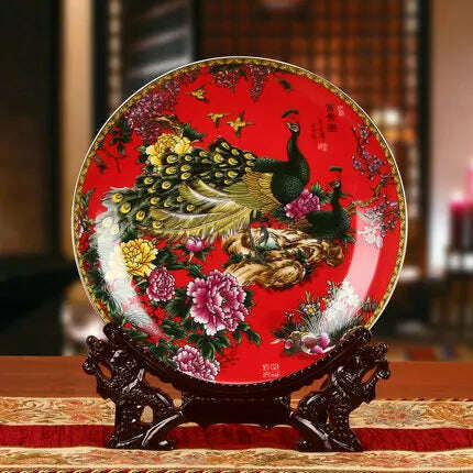 KIMLUD, Dinner Plates China Ceramic Dishes Kitchen Ware Luxury Wedding Gifts Presents European Horse/Peacock Decorative Crafts 10 Inches, B4 Only Plate / 10 Inches, KIMLUD APPAREL - Womens Clothes