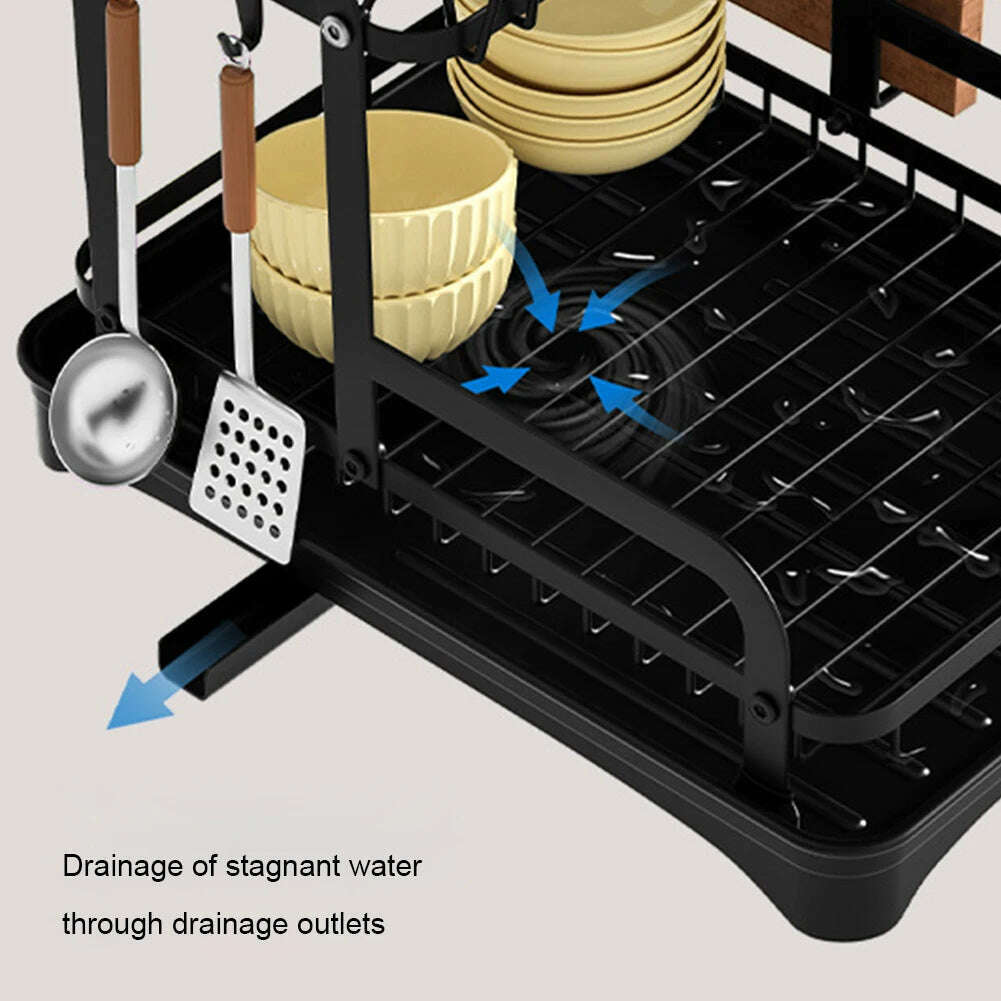KIMLUD, Dish Bowl Drainer Storage Rack Double-layer Kitchen Sink Dish Drainer Drying Rack Organizer HomeCounter Tableware Organizer, KIMLUD Womens Clothes