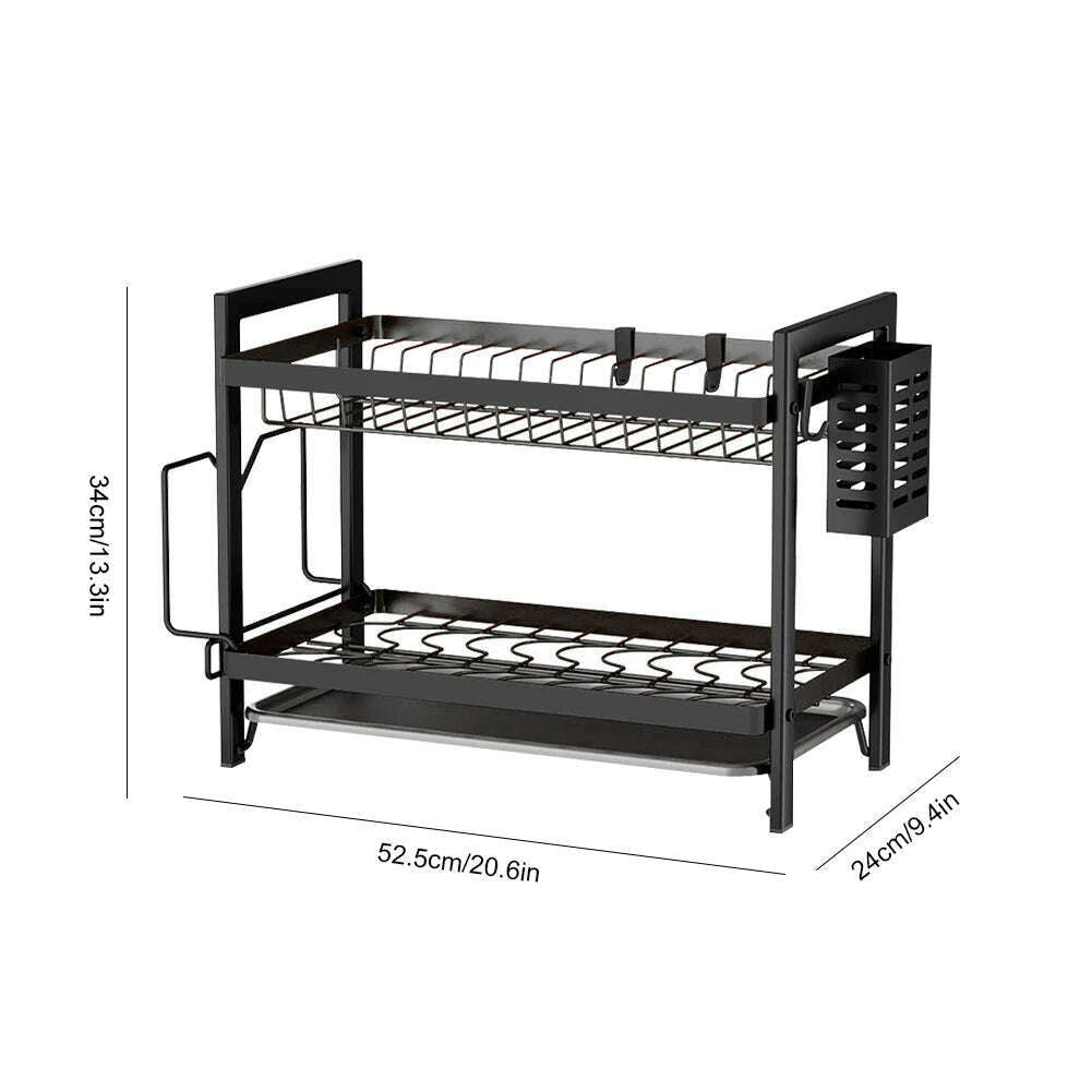 KIMLUD, Dish Bowl Drainer Storage Rack Double-layer Kitchen Sink Dish Drainer Drying Rack Organizer HomeCounter Tableware Organizer, KIMLUD Womens Clothes