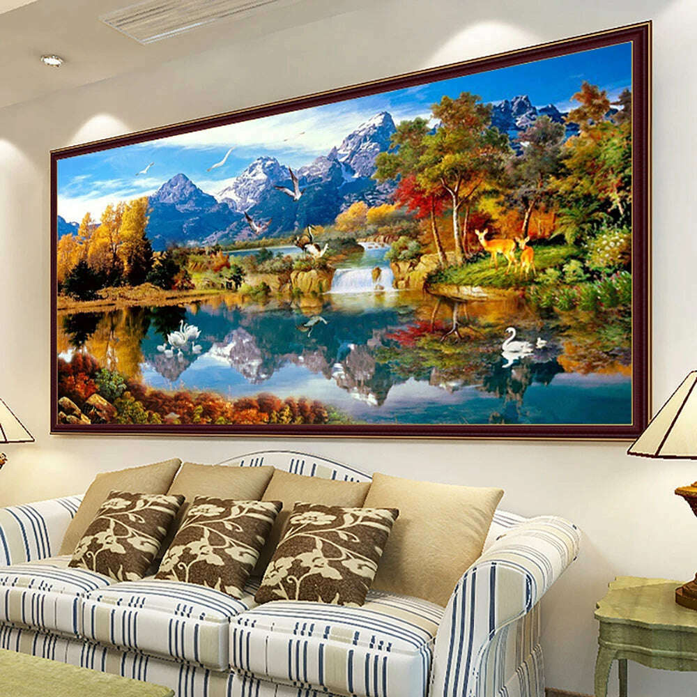 Diy Diamond Painting Kits Modern Art Nature Landscape Wall Painting Handmade Diamond Embroidery Living Room Bedroom Home Decor - KIMLUD