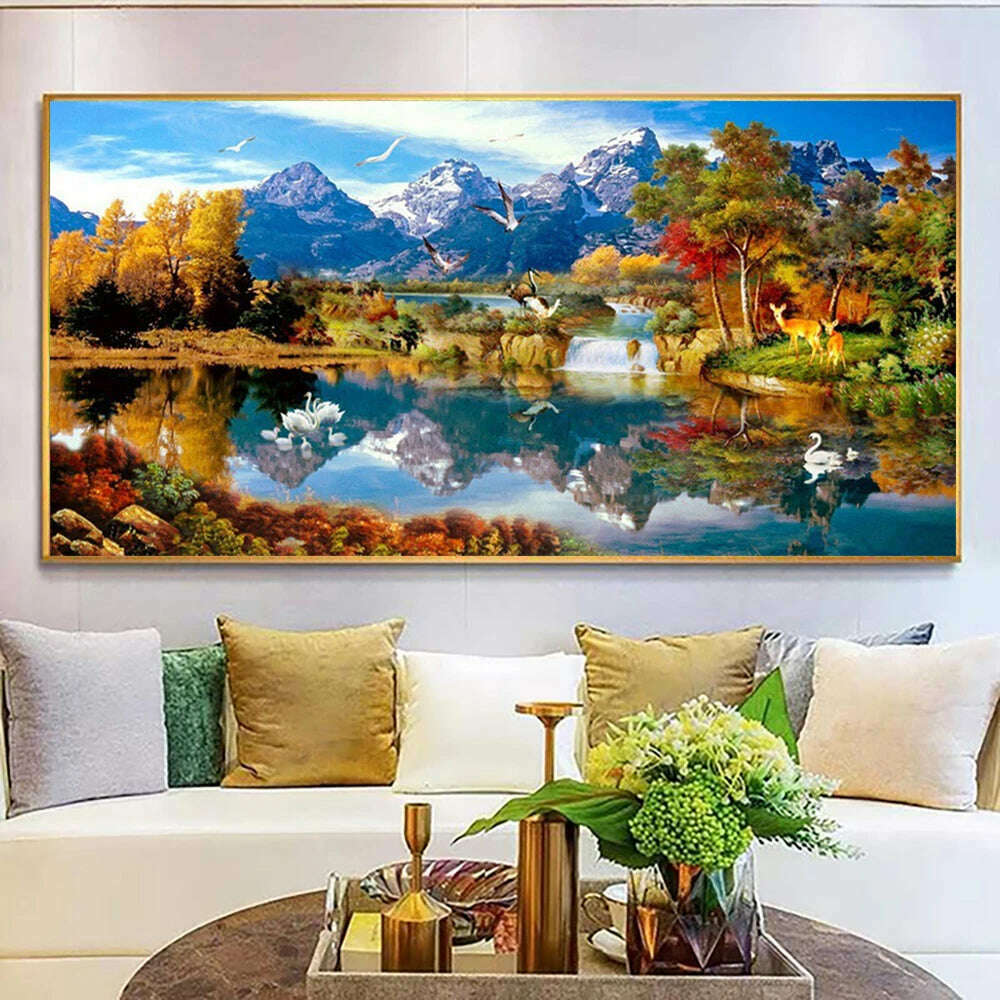 Diy Diamond Painting Kits Modern Art Nature Landscape Wall Painting Handmade Diamond Embroidery Living Room Bedroom Home Decor - KIMLUD