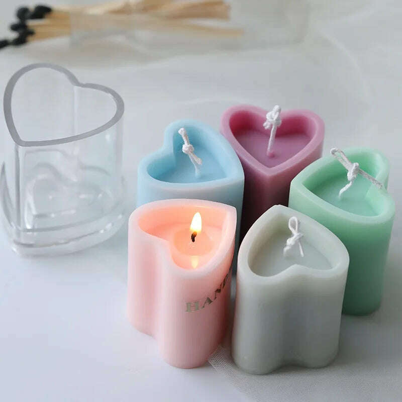 KIMLUD, DIY Love Heart Candle Mould Acrylic Transparent Plastic Aromatherapy Molds for Candle Making Wax Not sticky Wedding friend gifts, KIMLUD Womens Clothes