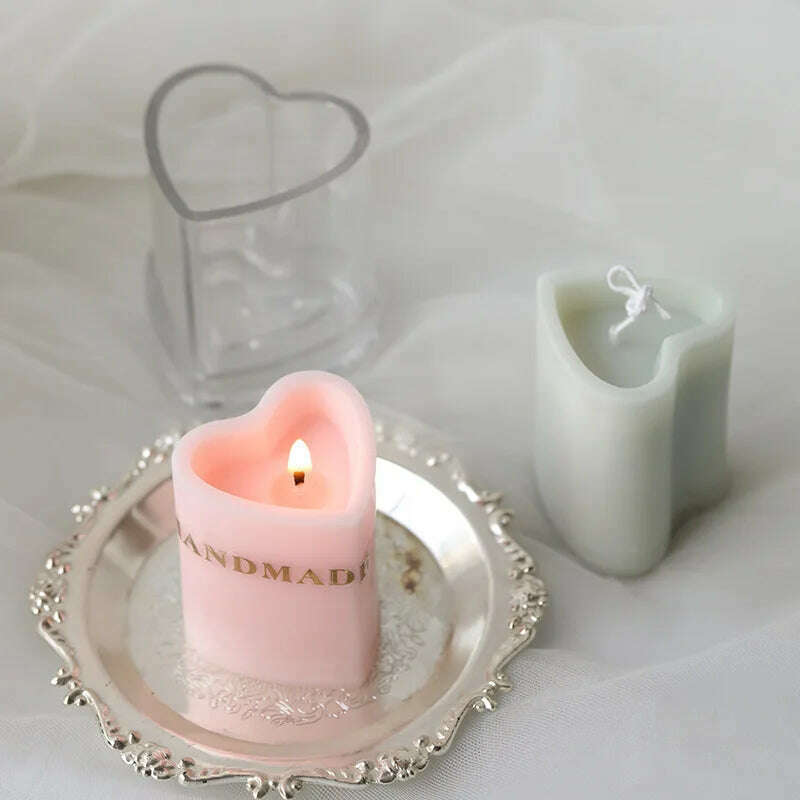DIY Love Heart Candle Mould Acrylic Transparent Plastic Aromatherapy Molds for Candle Making Wax Not sticky Wedding friend gifts - KIMLUD