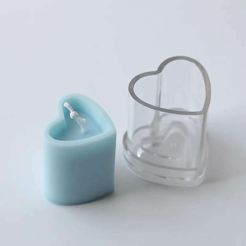 DIY Love Heart Candle Mould Acrylic Transparent Plastic Aromatherapy Molds for Candle Making Wax Not sticky Wedding friend gifts - KIMLUD