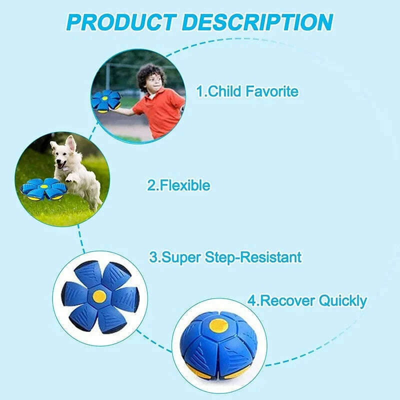 Dog Toys Magic Funny Pet Toy Flying Saucer Outdoor Dog Training Toy Pelota Perro Dogs Accessoires Futurism Saucer Ball - KIMLUD