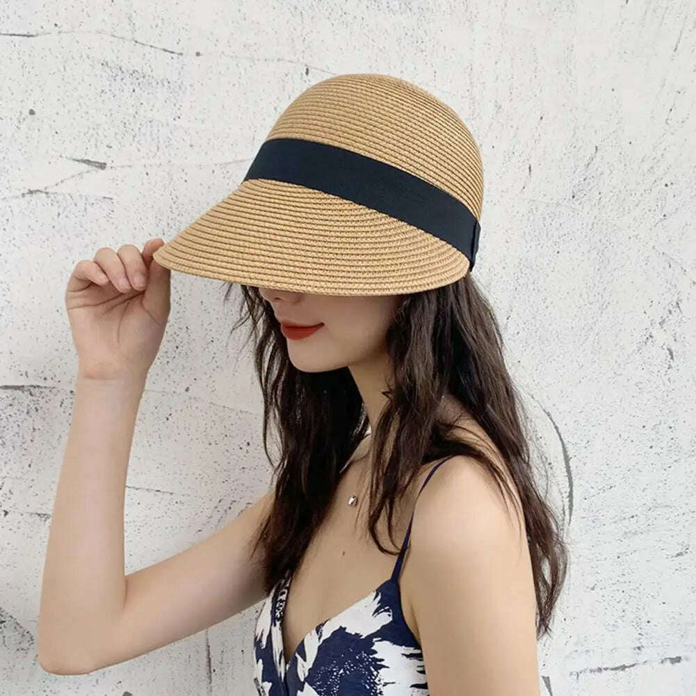 Dome Stylish Multi-use UV Protection Visor Hat Wide Brim Sun Hat Abrasion-resistant for Vacation - KIMLUD