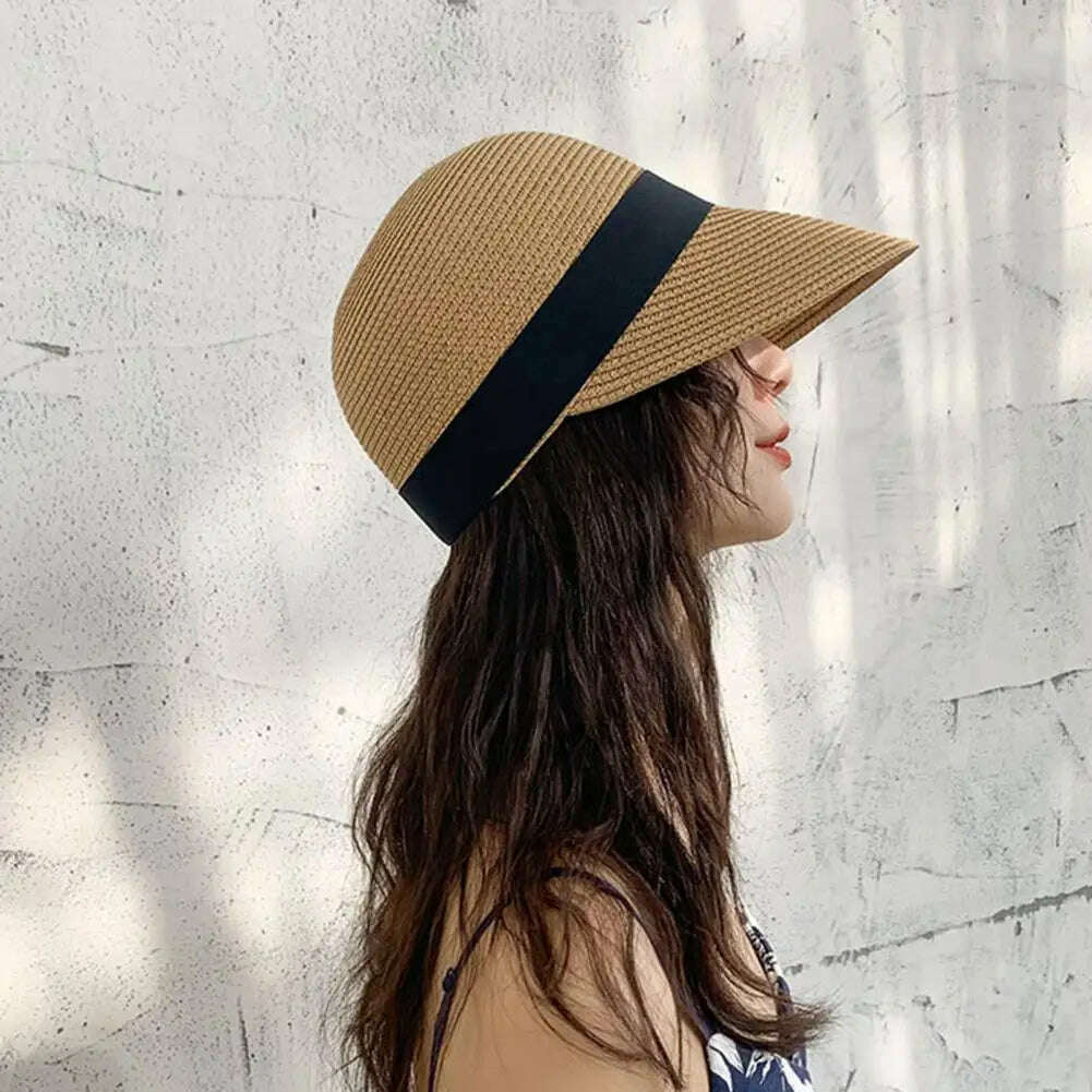 Dome Stylish Multi-use UV Protection Visor Hat Wide Brim Sun Hat Abrasion-resistant for Vacation - KIMLUD
