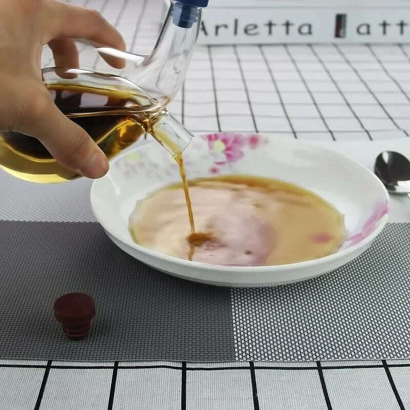 Double Layer Sauce Oil Bottle 2 In 1 Vinegar Glass Bottle Condiment Seasoning Sealed Kitchen Storage Bottles Jars - KIMLUD