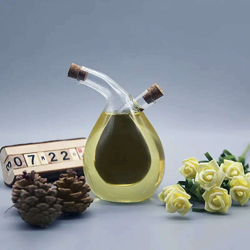 Double Layer Sauce Oil Bottle 2 In 1 Vinegar Glass Bottle Condiment Seasoning Sealed Kitchen Storage Bottles Jars - KIMLUD