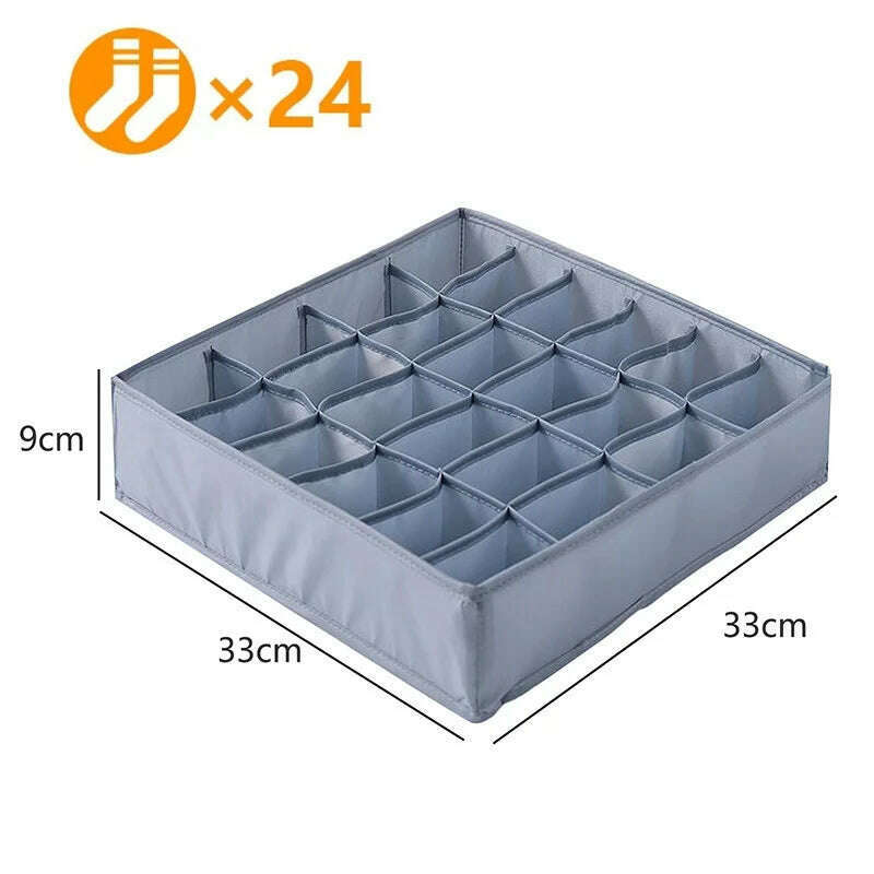 KIMLUD, Double Row Clothes Organizer Boxes Bedroom Cabinets Drawers Organizer For Underwear Socks Pants Storage Box Wardrobe Organizer, grey-24 girds, KIMLUD APPAREL - Womens Clothes