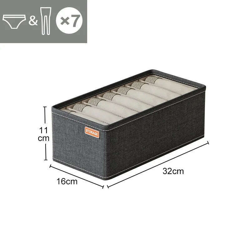 KIMLUD, Double Row Clothes Organizer Boxes Bedroom Cabinets Drawers Organizer For Underwear Socks Pants Storage Box Wardrobe Organizer, dark grey-7 girds, KIMLUD APPAREL - Womens Clothes