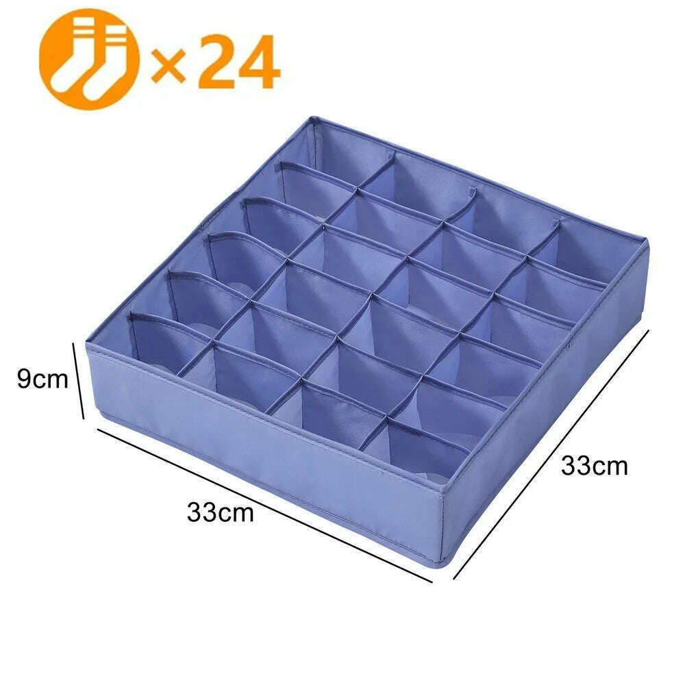 KIMLUD, Double Row Clothes Organizer Boxes Bedroom Cabinets Drawers Organizer For Underwear Socks Pants Storage Box Wardrobe Organizer, haze blue-24 girds, KIMLUD APPAREL - Womens Clothes