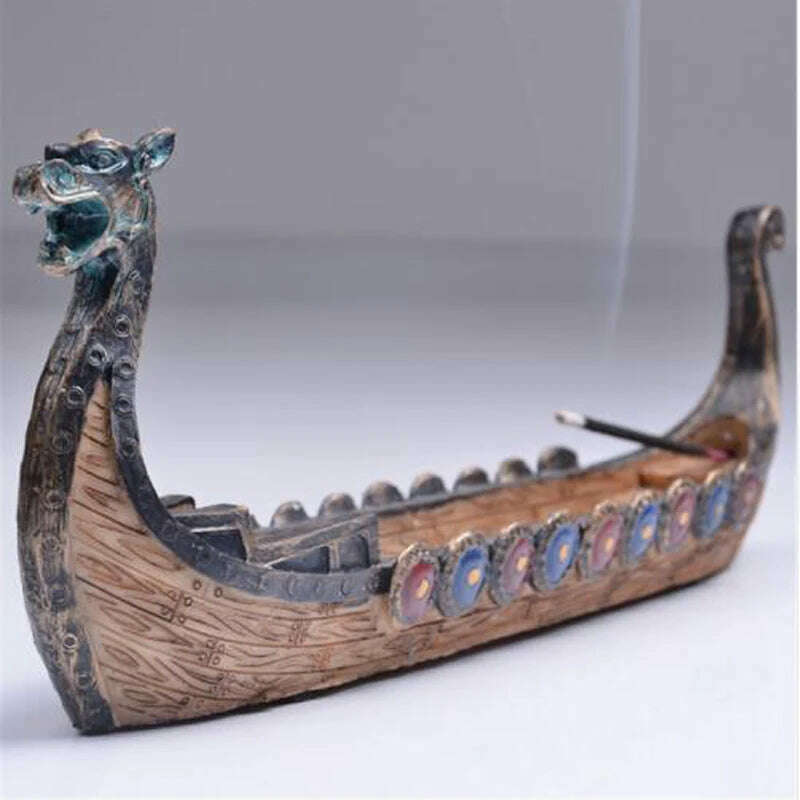 KIMLUD, Dragon Boat Incense Stick Holder Burner Hand Carved Censer Ornaments Retro Incense Burners Traditional Design Home Decoration, KIMLUD Womens Clothes