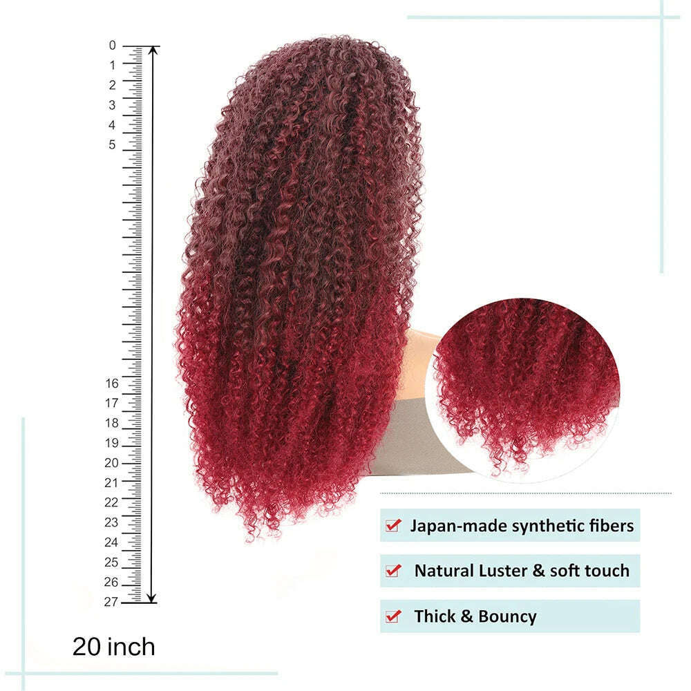Drawstring Curly Ponytail Extension for African Women Afro Kinky Curly Hair Pieces Synthetic Heat Resistant - KIMLUD