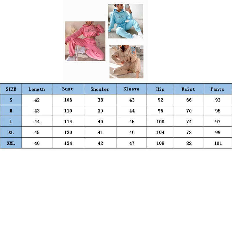 Drawstring Women Hoodies Outfits Fashion Loose Womens 2 Piece Suit Home Gym Tracksuit New Casual Solid Color Women Pants Set - KIMLUD