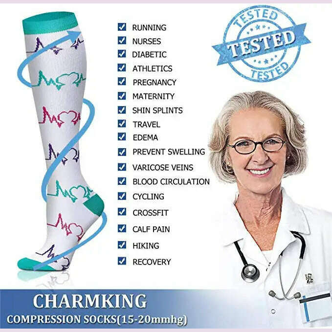 Dropship Compression Stockings Batch Socks Varicose Veins Nurse Socks Football Running Men Women Outdoor Sports Socks Unisex - KIMLUD