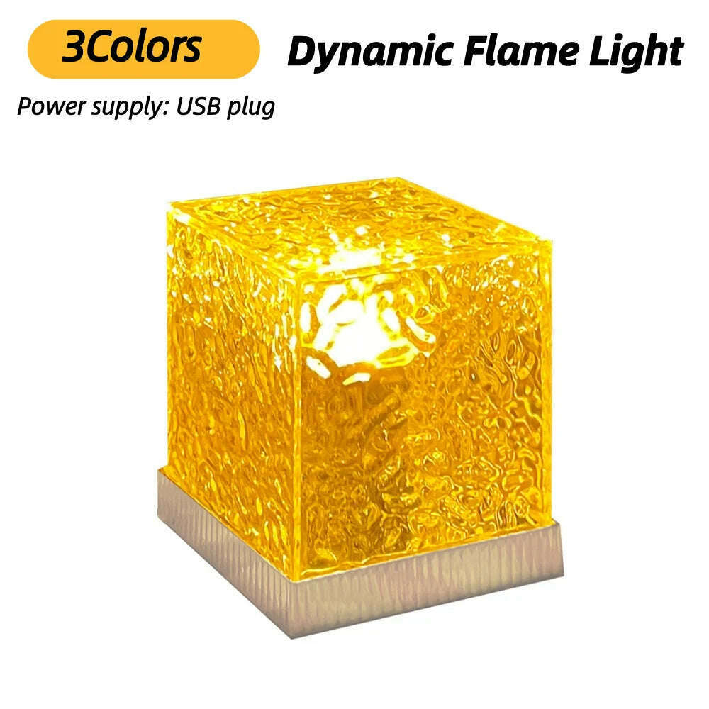 KIMLUD, Dynamic Rotating Water Ripple Projector 3/16 Colors Night Light USB Plug Flame Crystal Lamp for Bedside Bedroom Rotating Light, KIMLUD Womens Clothes