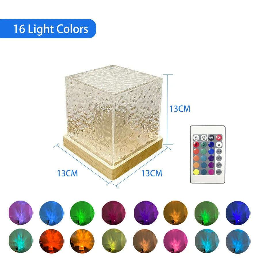 KIMLUD, Dynamic Rotating Water Ripple Projector Night Light 16 Colors Flame Crystal Lamp for Living Room Study Bedroom Dynamic Rotating, KIMLUD Womens Clothes
