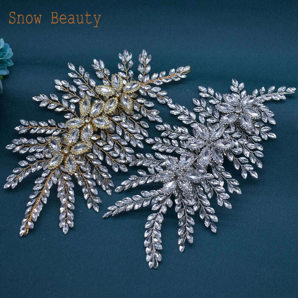 KIMLUD, DZ012 Champagne Crystal Headband Tiara For Women Rhinestone Hairband Pageant Party Headdress Wedding Hair Accessories Jewelry, KIMLUD Womens Clothes