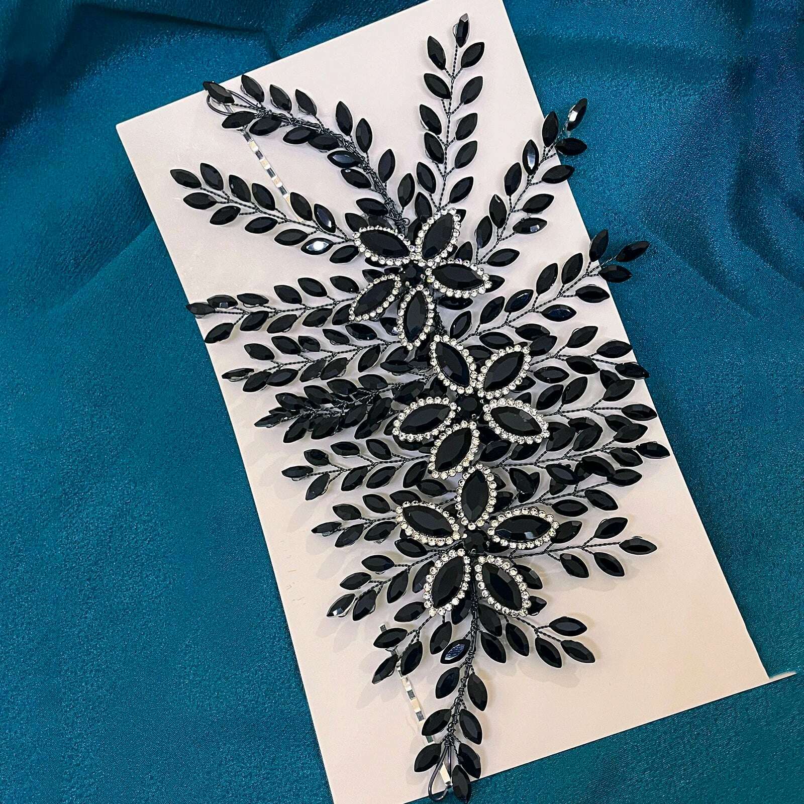 KIMLUD, DZ012 Champagne Crystal Headband Tiara For Women Rhinestone Hairband Pageant Party Headdress Wedding Hair Accessories Jewelry, DZ012-Black, KIMLUD APPAREL - Womens Clothes