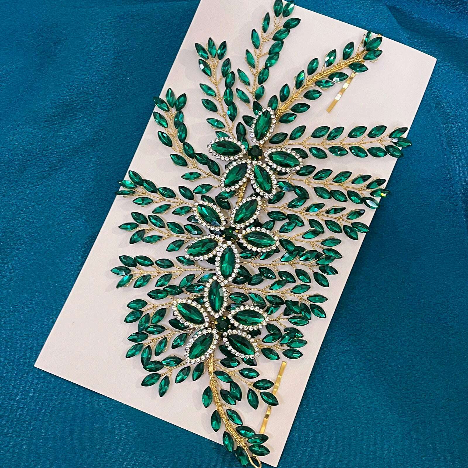 KIMLUD, DZ012 Champagne Crystal Headband Tiara For Women Rhinestone Hairband Pageant Party Headdress Wedding Hair Accessories Jewelry, DZ012-Green, KIMLUD APPAREL - Womens Clothes