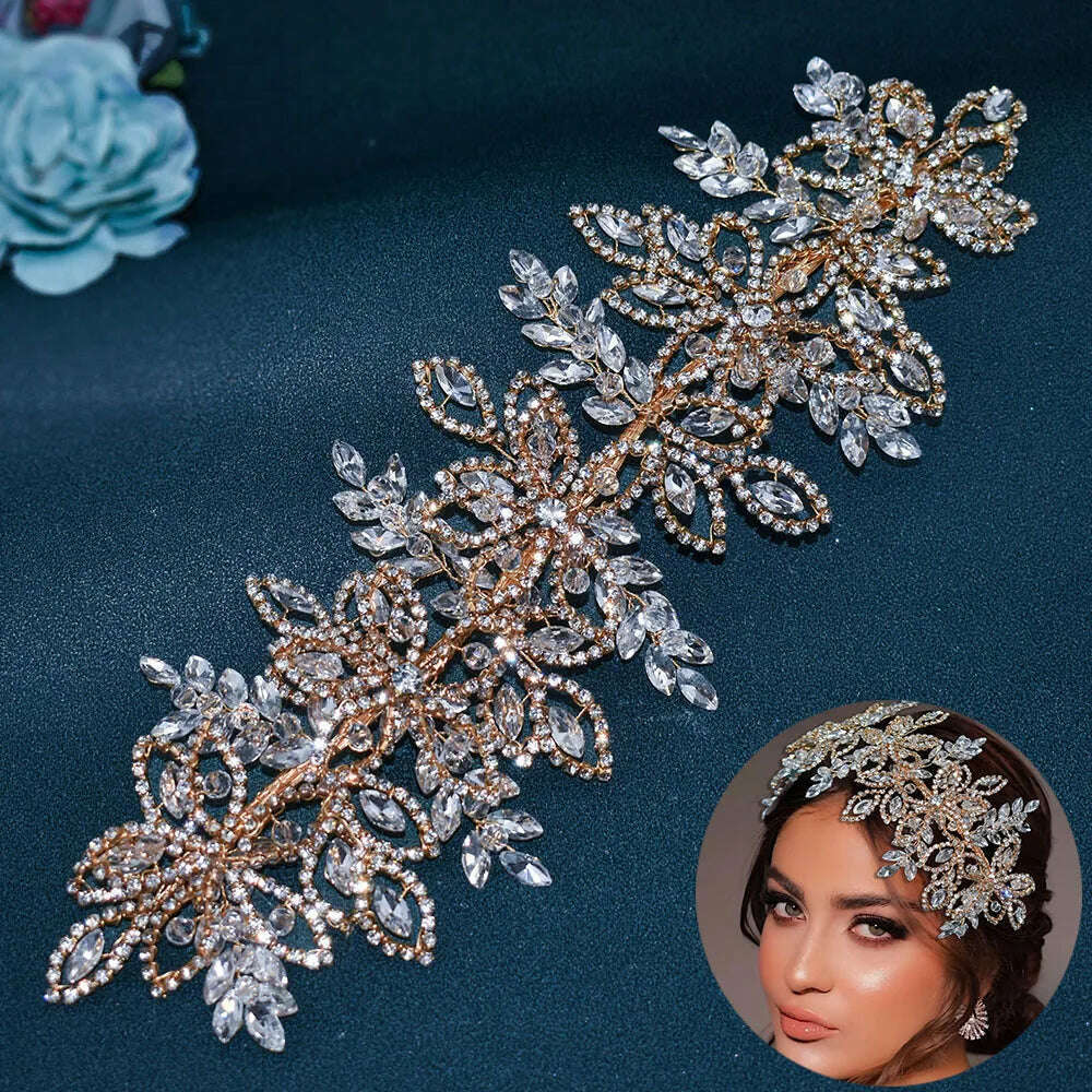 KIMLUD, DZ090 Wedding Tiaras and Crowns Crystal Bridal Hair Accessories Party Hair Band Gift Rhinestone Headbands for Women Headdress, DZ087-G, KIMLUD APPAREL - Womens Clothes