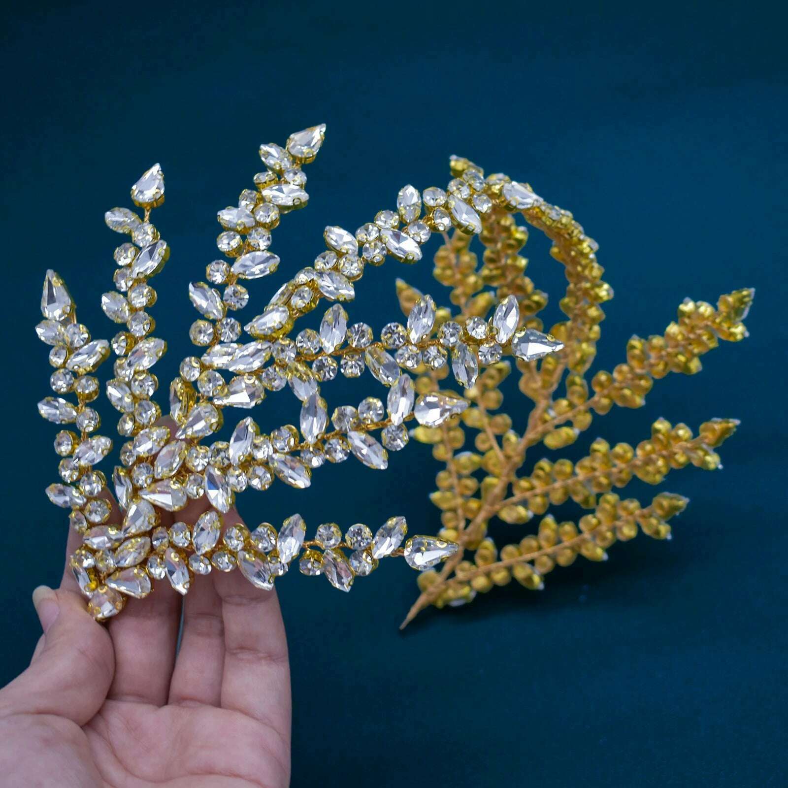 KIMLUD, DZ090 Wedding Tiaras and Crowns Crystal Bridal Hair Accessories Party Hair Band Gift Rhinestone Headbands for Women Headdress, DZ090-G, KIMLUD APPAREL - Womens Clothes