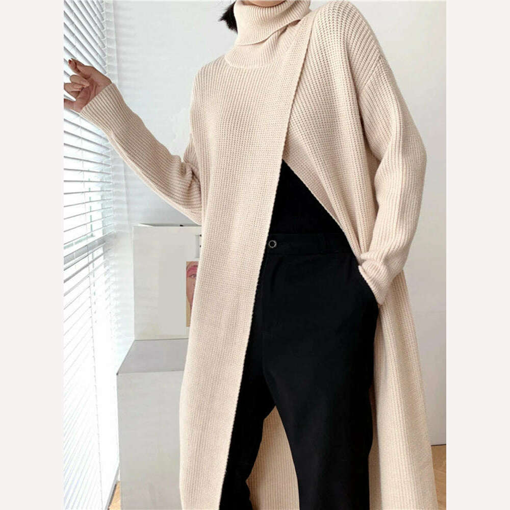 KIMLUD, Acrylic Cotton Blend Knit Sweater Long Sleeve Turtleneck — Ivory | KIMLUD, KIMLUD Womens Clothes