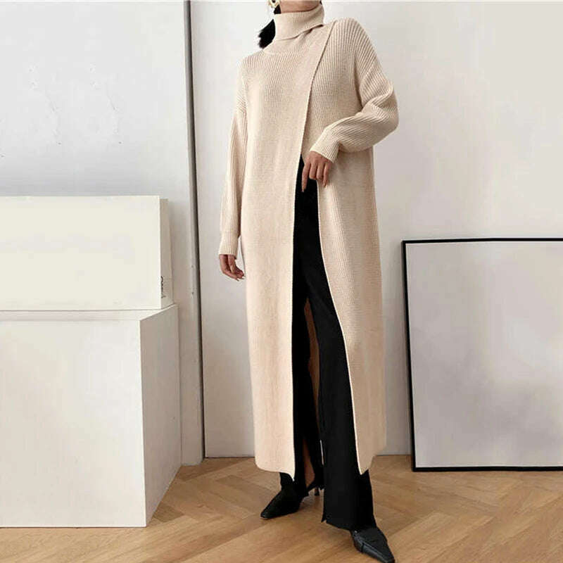 KIMLUD, Acrylic Cotton Blend Knit Sweater Long Sleeve Turtleneck — Ivory | KIMLUD, KIMLUD Womens Clothes