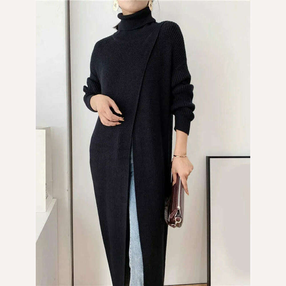 KIMLUD, Acrylic Cotton Blend Knit Sweater Long Sleeve Turtleneck — Ivory | KIMLUD, KIMLUD Womens Clothes