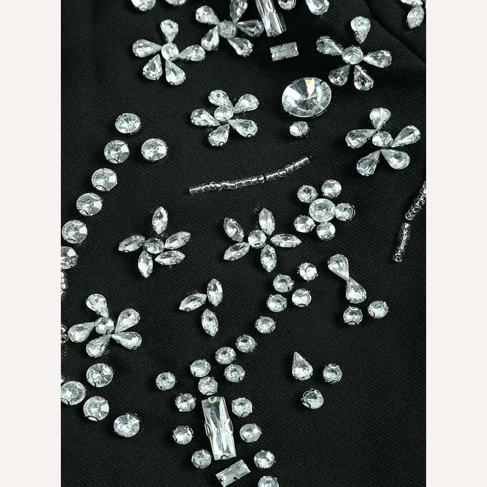 KIMLUD, Cotton-Padded Blazer Rhinestone Fur Collar Notched Lapel Embellishment — Black | KIMLUD, KIMLUD Womens Clothes