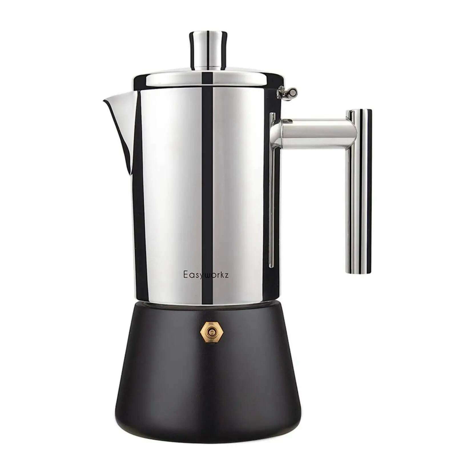 Easyworkz Diego Stovetop Espresso Maker Stainless Steel Italian Coffee Machine Maker 4Cup 6.8 oz Induction Moka Pot - KIMLUD