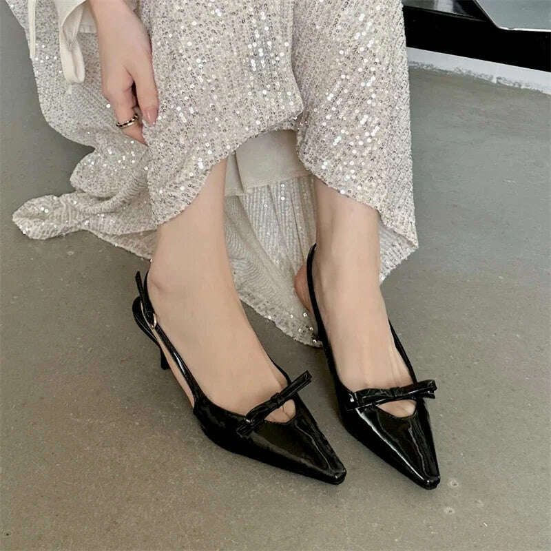 KIMLUD, Eilyken Fashion Pointed Toe Pumps Sandals Elegant Woman Slingbacks Buckle Strap Thin Heels Female Wedding Party Mules Shoes, KIMLUD Womens Clothes