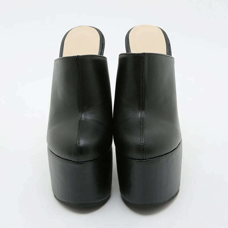 Eilyken Platform Wedge Round Head Pumps Slippers Summer Woman Sexy Super High Sandal Shoes Black 35-42 - KIMLUD