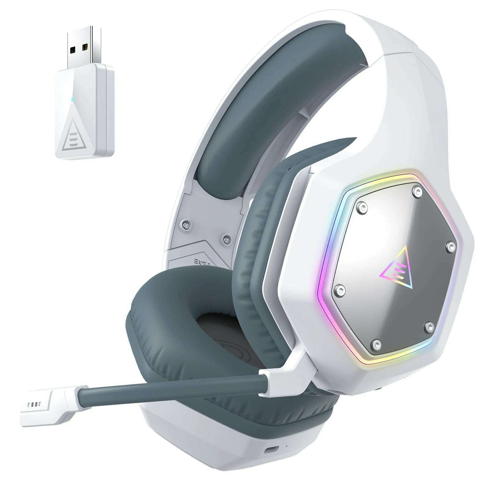 KIMLUD, EKSA E1000 WT 2.4G Low Latency Wireless+Wired Gaming Headphones for PC/PS4/PS5/Xbox, 7.1 Surround Headset Gamer with Microphone, WHITE / CHINA, KIMLUD APPAREL - Womens Clothes