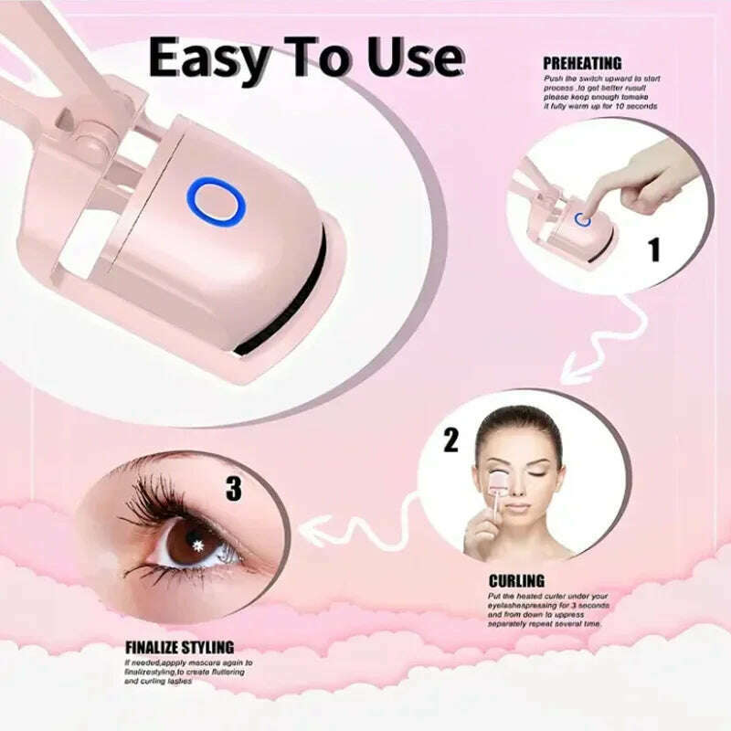 KIMLUD, Electric Eyelash Curler USB Charging Model Fast Heating Portable Eye Lash Perm Shaping and Lasting Curling Thermal Eyelash Clip, KIMLUD Womens Clothes