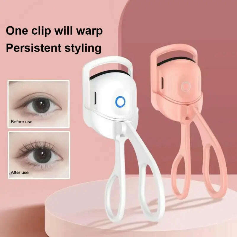 Electric Heated Eyelash Curler Eyelashes Curls Thermal Eyelash Curler Temperature Control Charging Mini Long Lasting Makeup Tool - KIMLUD