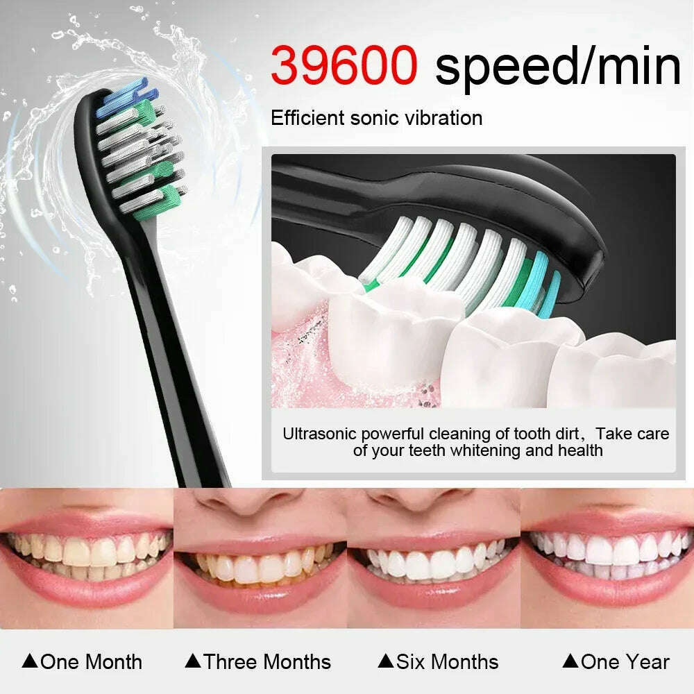 Electric Sonic Toothbrush Adult Rechargeable Smart Ultrasonic Dental Teeth Whitening 8 Brush Heads Tooth Brush - KIMLUD