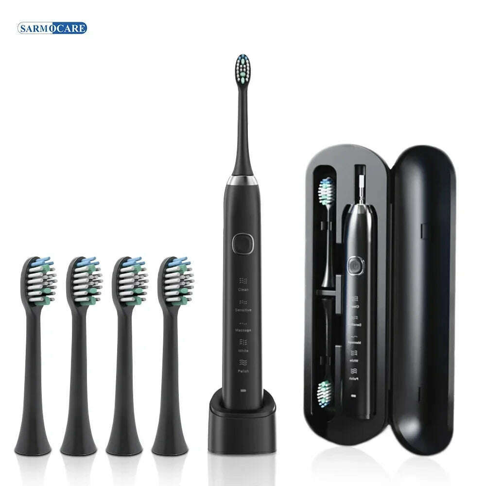 Electric Sonic Toothbrush Adult Rechargeable Smart Ultrasonic Dental Teeth Whitening 8 Brush Heads Tooth Brush - KIMLUD