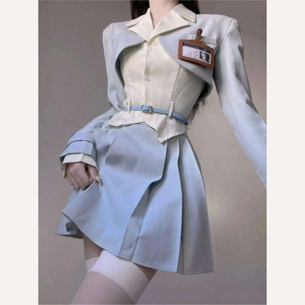 KIMLUD, Elegant 3 Piece Set Women Casual White Shirt Short Blazers Slim Fashion Mini Skirt Korean Style Suit Office Lady 2023 Summer y2k, KIMLUD Womens Clothes