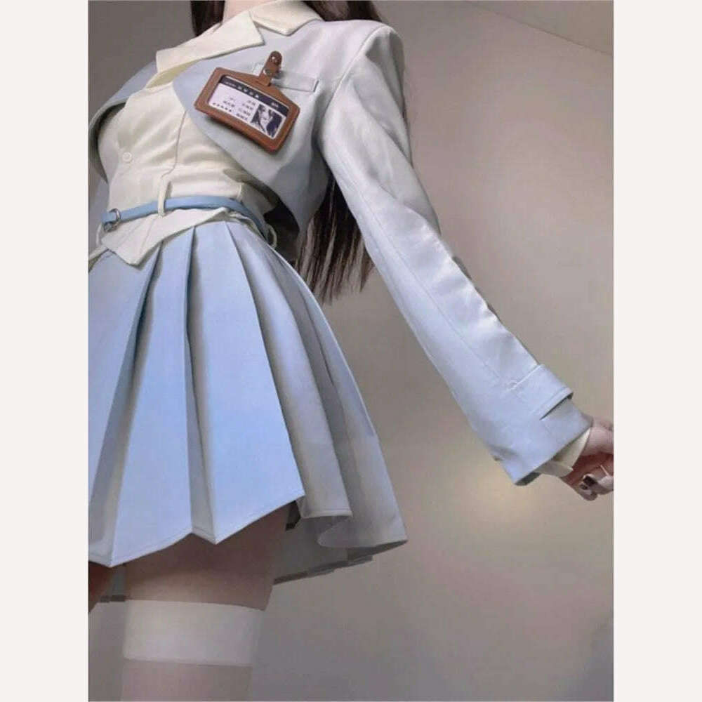 KIMLUD, Elegant 3 Piece Set Women Casual White Shirt Short Blazers Slim Fashion Mini Skirt Korean Style Suit Office Lady 2023 Summer y2k, KIMLUD Womens Clothes