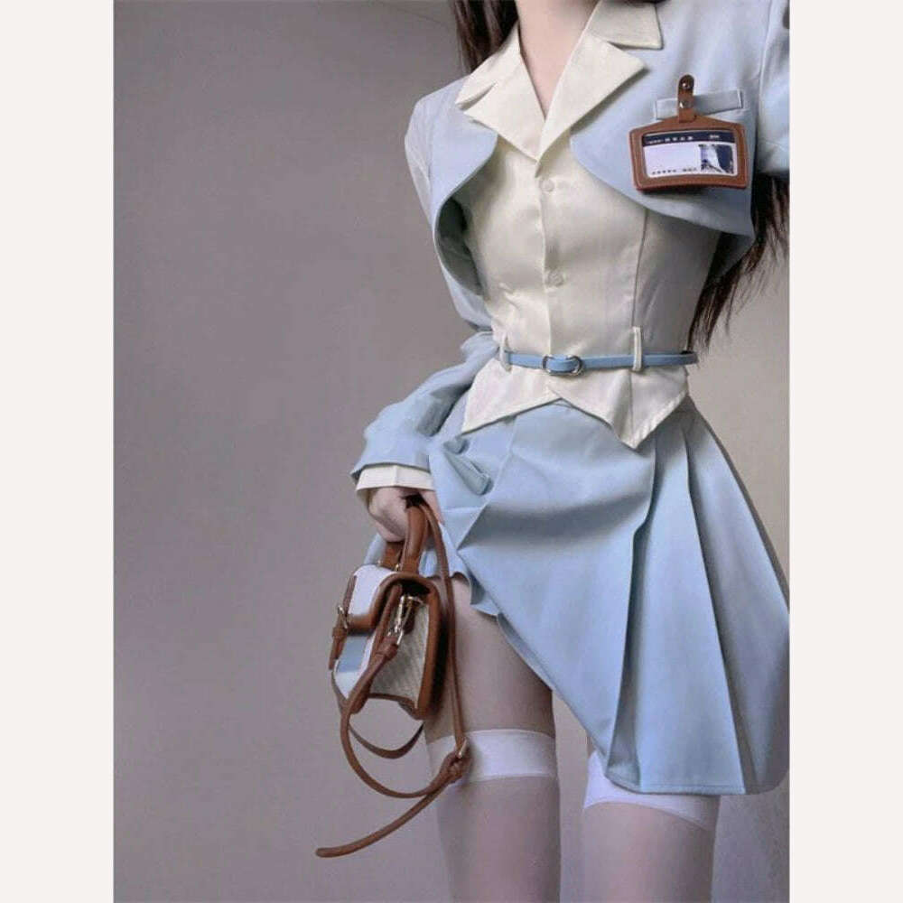 KIMLUD, Elegant 3 Piece Set Women Casual White Shirt Short Blazers Slim Fashion Mini Skirt Korean Style Suit Office Lady 2023 Summer y2k, 3 Piece Set / M, KIMLUD APPAREL - Womens Clothes