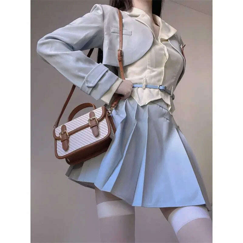 KIMLUD, Elegant 3 Piece Set Women Casual White Shirt Short Blazers Slim Fashion Mini Skirt Korean Style Suit Office Lady 2023 Summer y2k, KIMLUD Womens Clothes