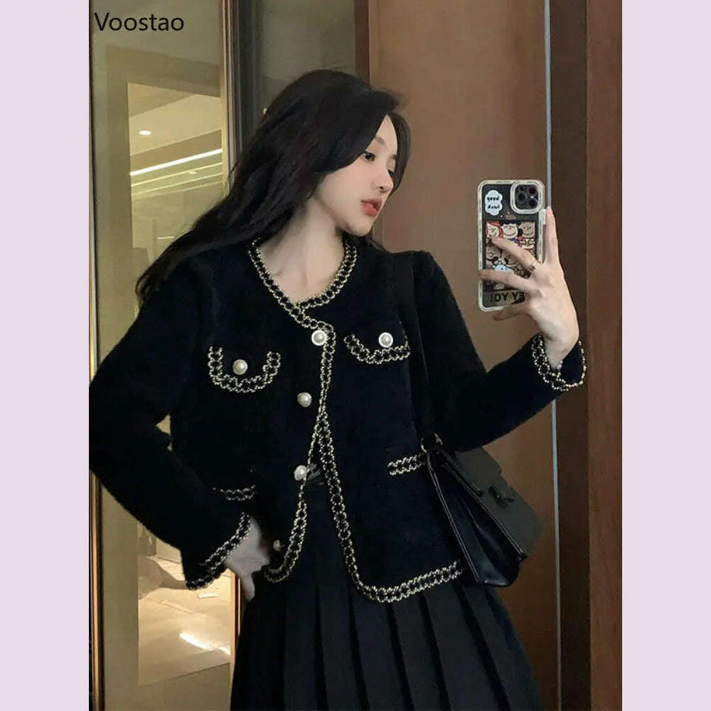 Elegant Imitation Mink Cashmere Sweater Jacket Women Autumn Winter Korean O-Neck Loose Knitted Cardigan Female Fashion Outwear - KIMLUD